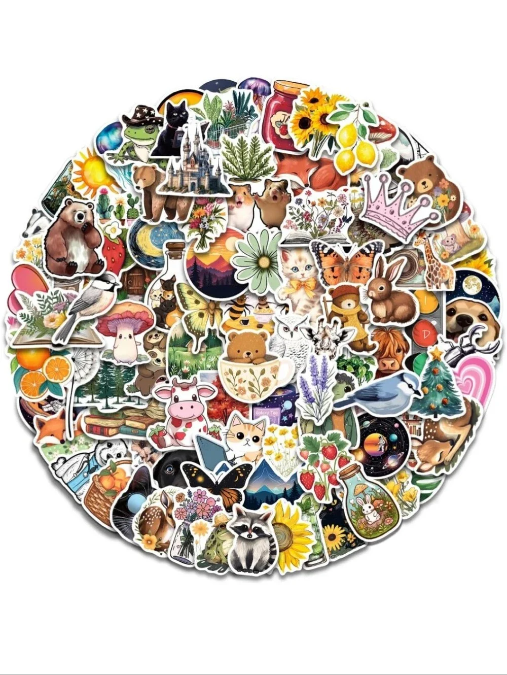 Assorted Cute Animal & Nature Vinyl Sticker Pack - Multicolor